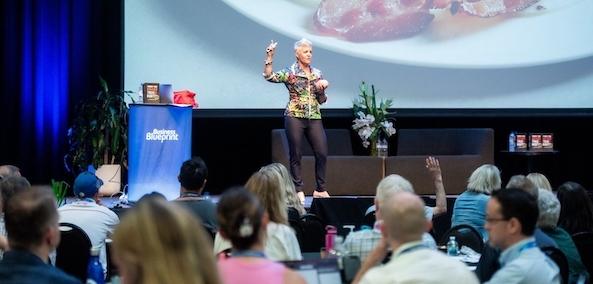 Lauren on stage with brain - 4