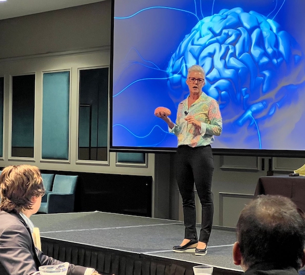 Lauren on stage with brain - 7