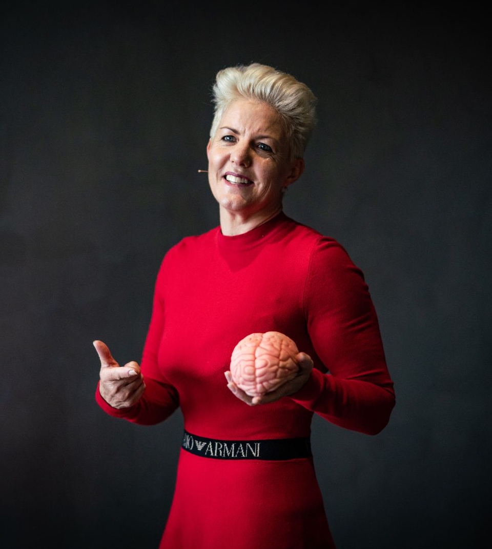 Lauren on stage with brain - 9